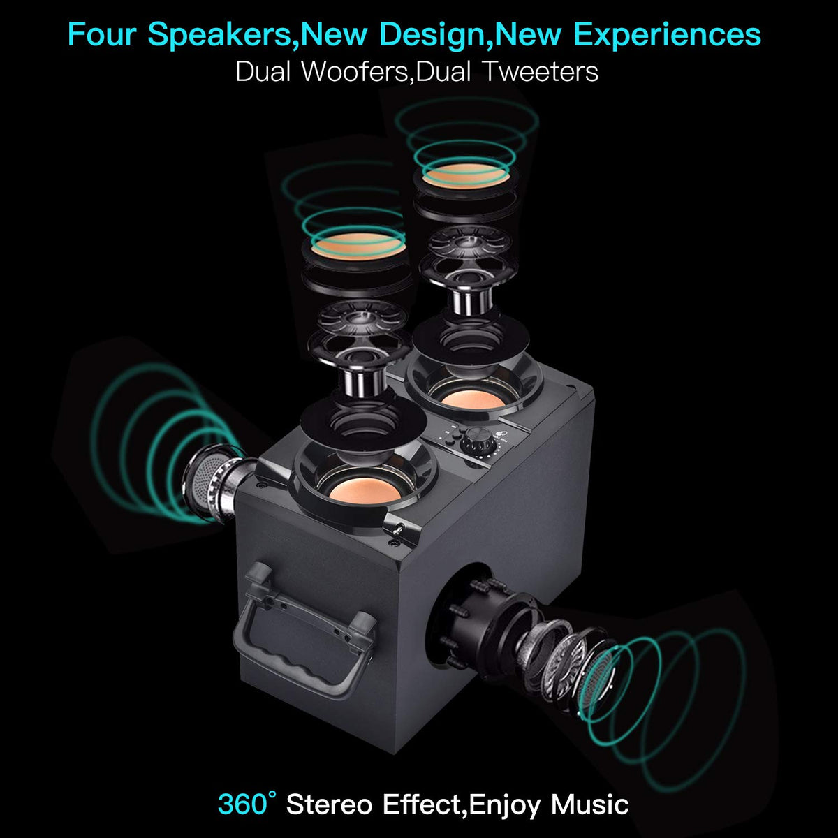 Portable Bluetooth Speaker with Double Subwoofer Heavy Bass F253965