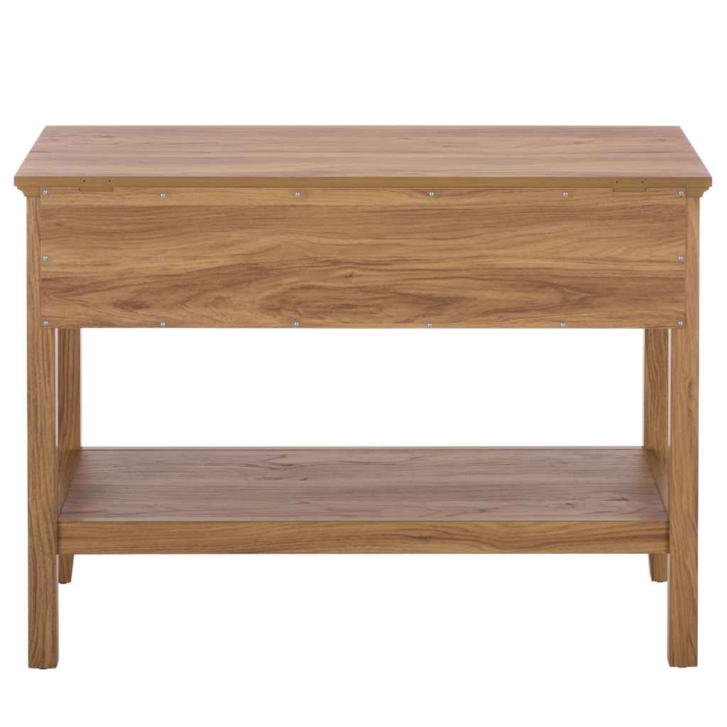 Oak 2-Drawer Console Table with Shelf Storage D350