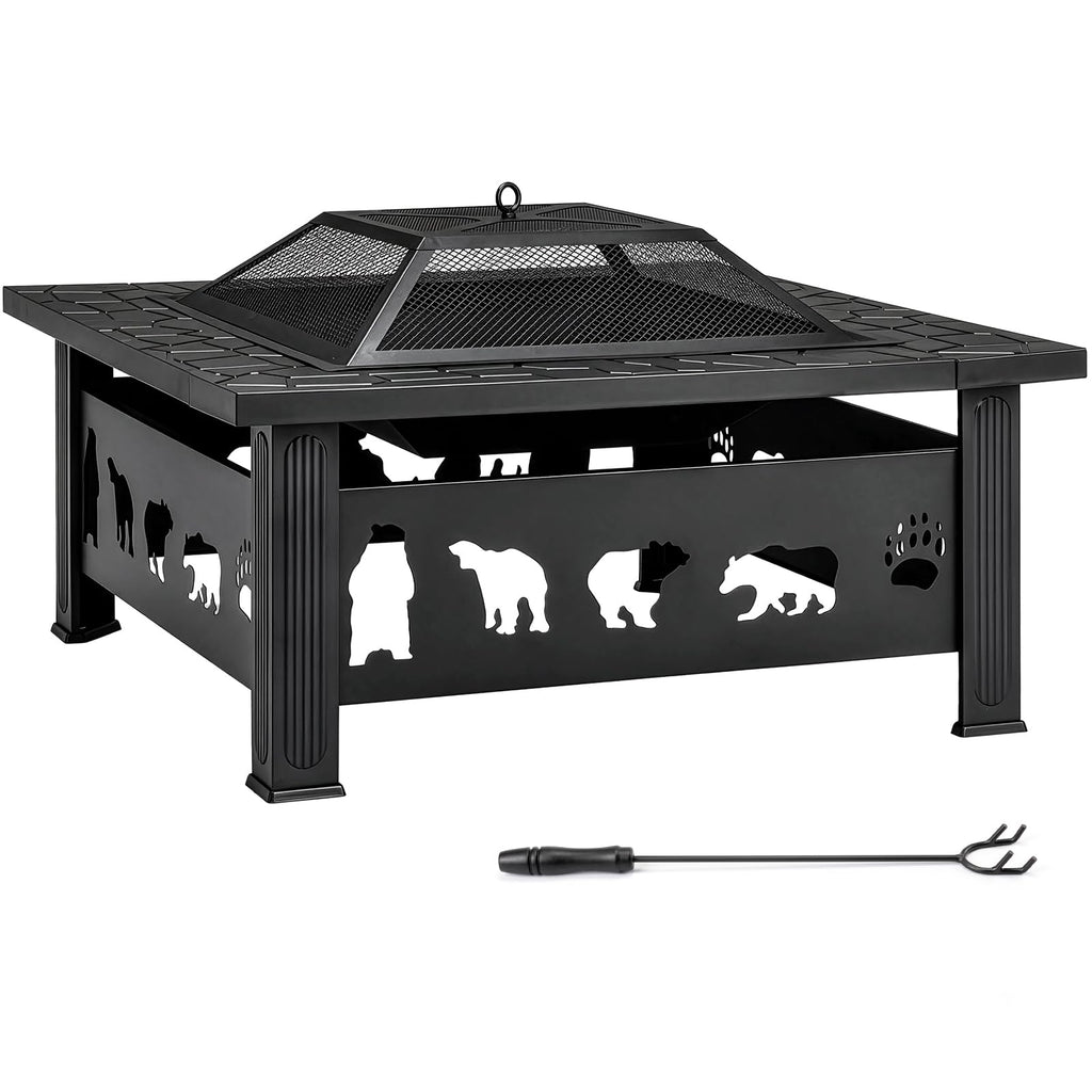 32 Inch Square Wood Burning Fire Pit Table M254