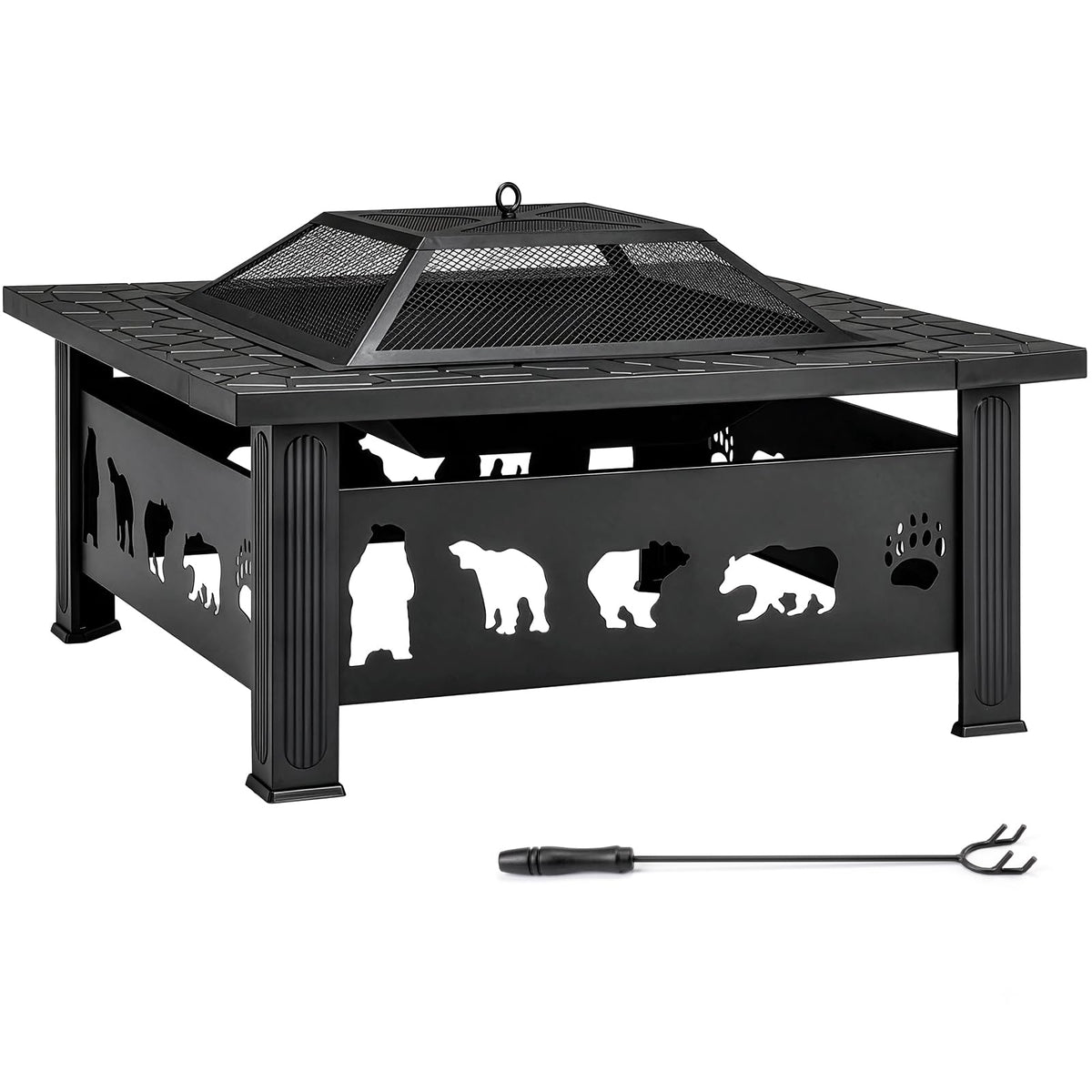 32 Inch Square Wood Burning Fire Pit Table M254