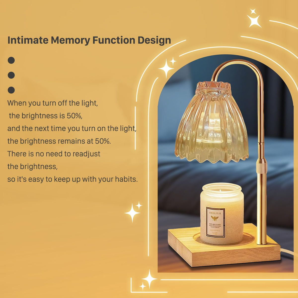 Dual Bulbs Dimmable Adjustable Height Candle Warmer V979944