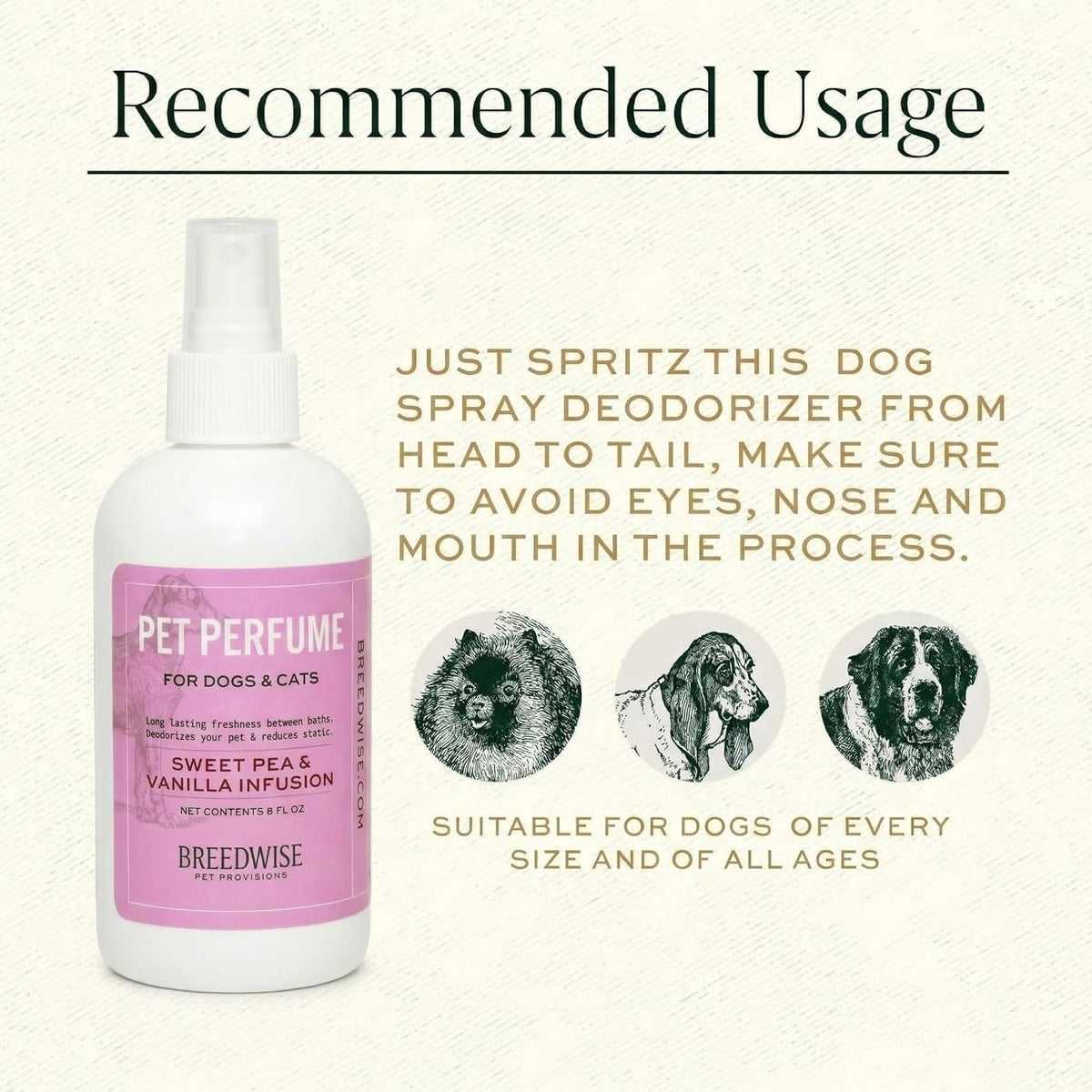 Sweet Pea & Vanilla Dog Perfume Spray 8 Oz Q214
