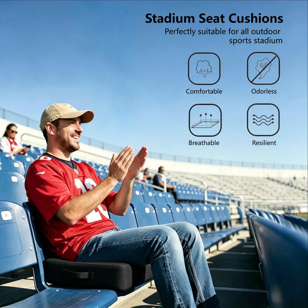2 Pack Extra Thick Portable Bleacher Seat Cushions with Handle E188727