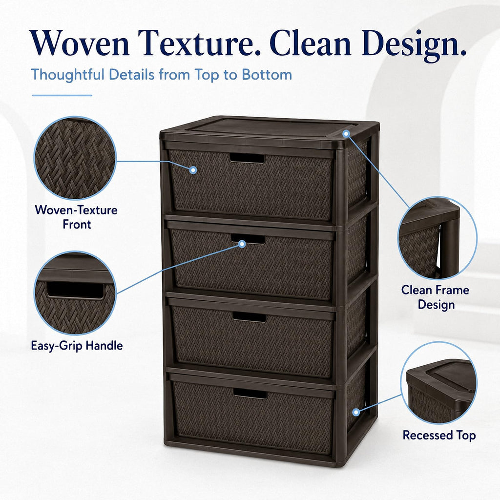Wide 4-Drawer Storage Organizer Tower with Removable Bins Y634