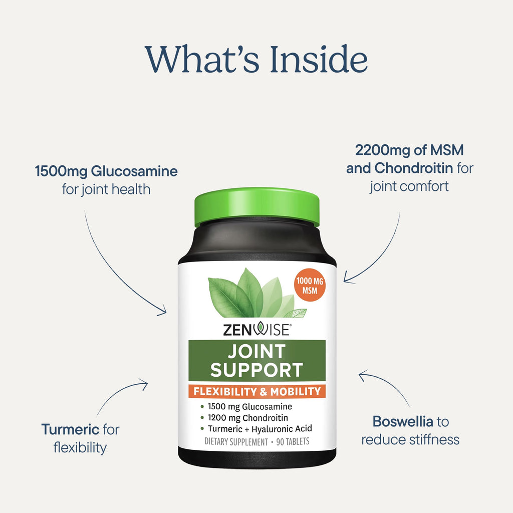Joint Support Supplement with Glucosamine Chondroitin MSM Curcumin 180 Count Q8679