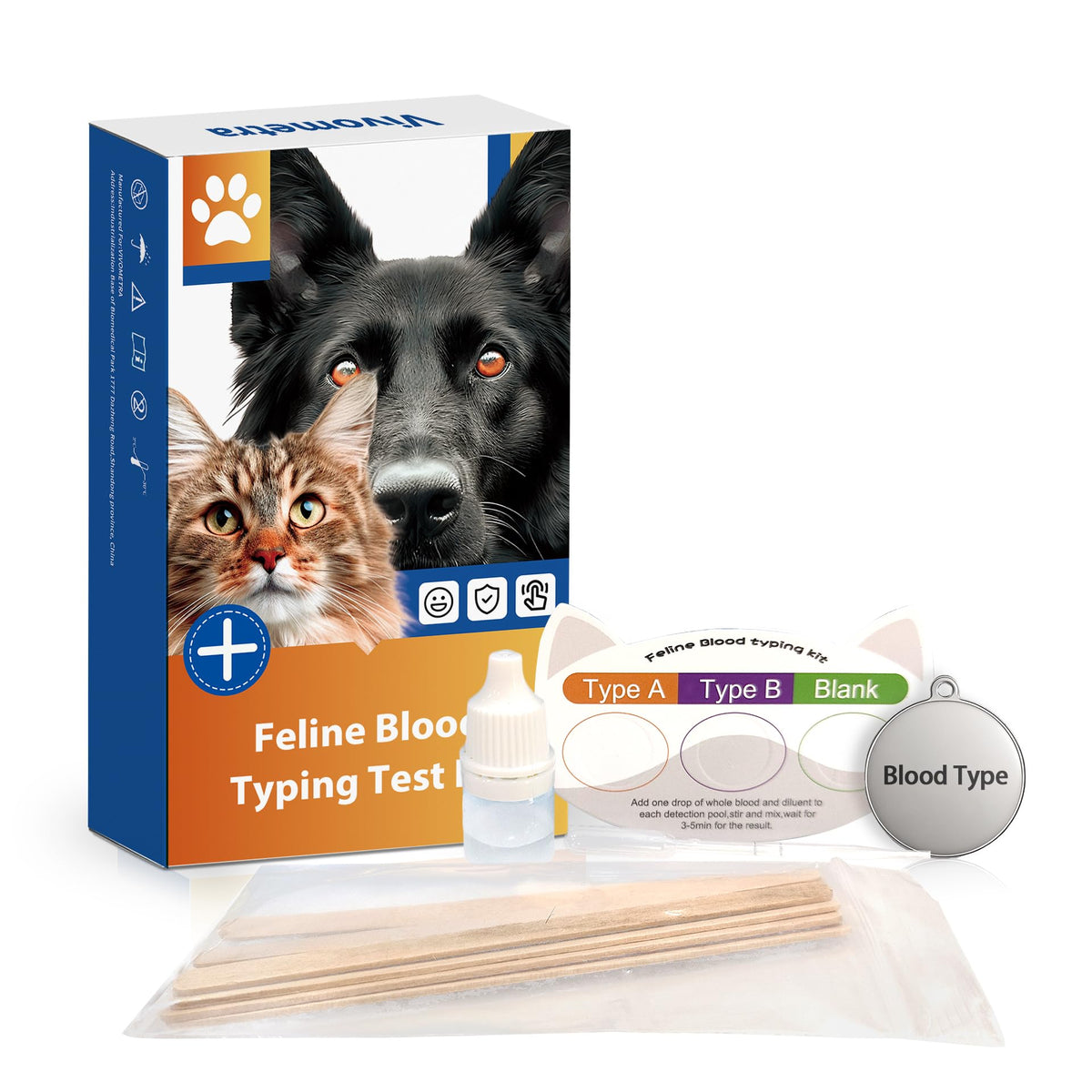 Cat Blood Typing Test Kit with Stainless Steel ID Tag K451