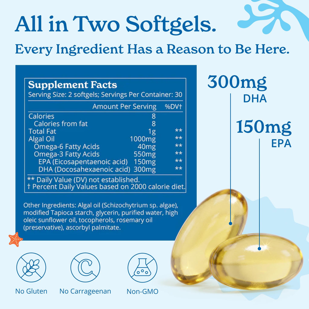 Vegan Omega 3 Algae Oil 120 Count Softgels H8045
