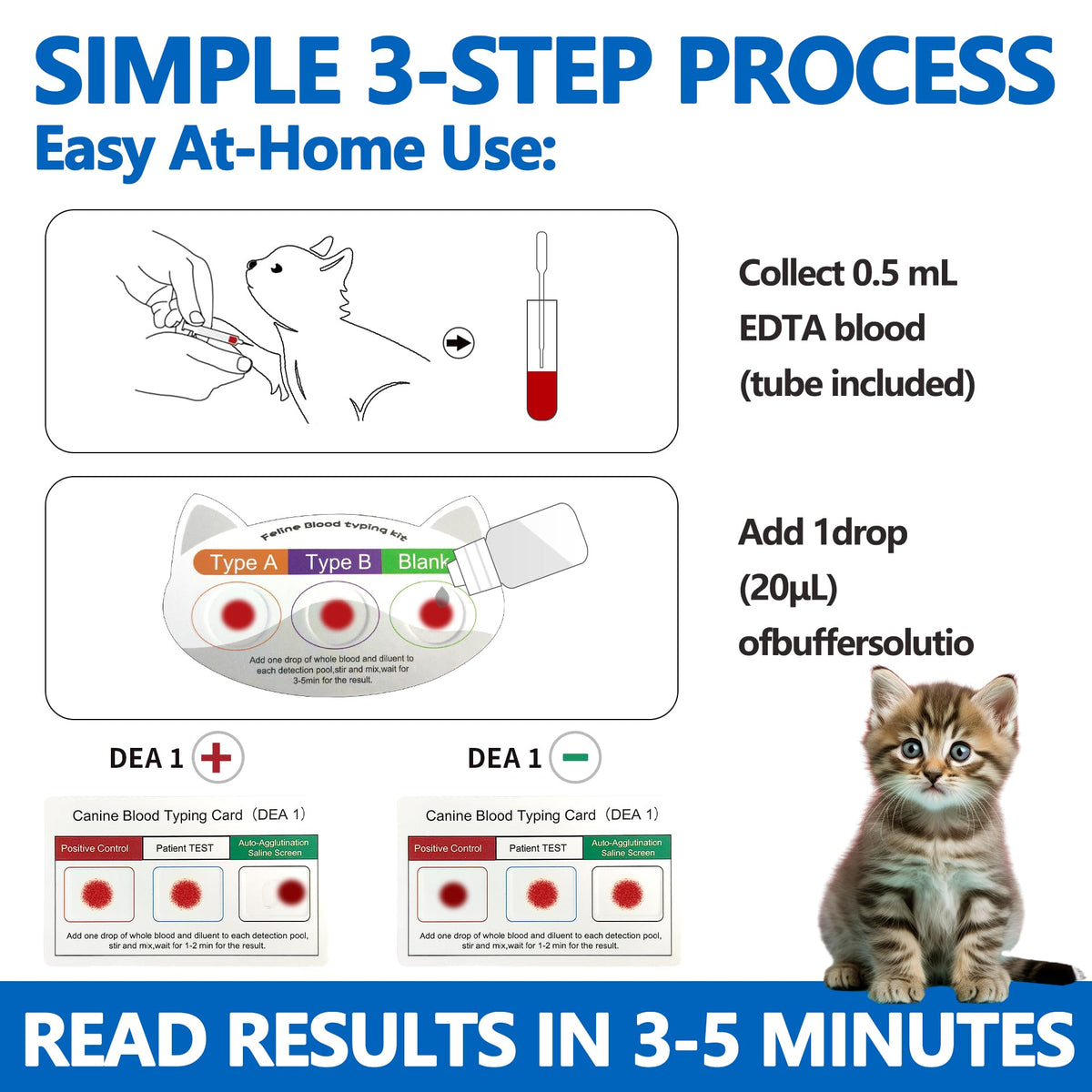 Cat Blood Typing Test Kit with Stainless Steel ID Tag K451
