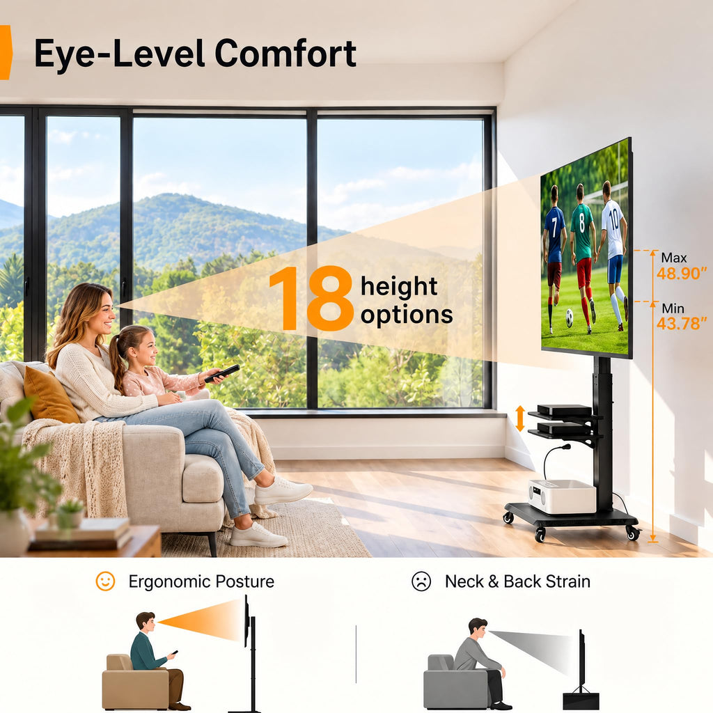 Tilt & Swivel Rolling TV Stand with Power Outlet J192