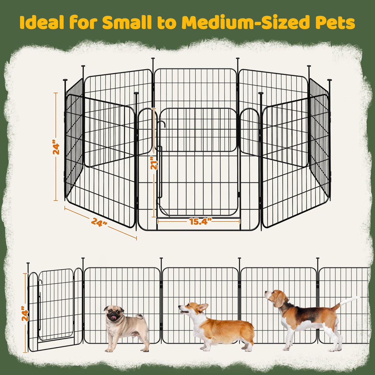 24in 8-Panel Expandable Dog Playpen I6357