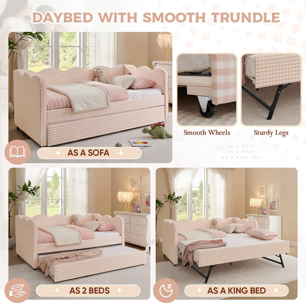 Twin Size Upholstered Daybed with Pop Up Trundle K996246