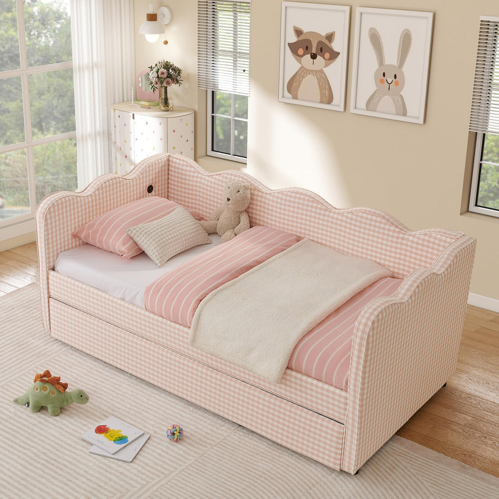 Twin Size Upholstered Daybed with Pop Up Trundle K996246
