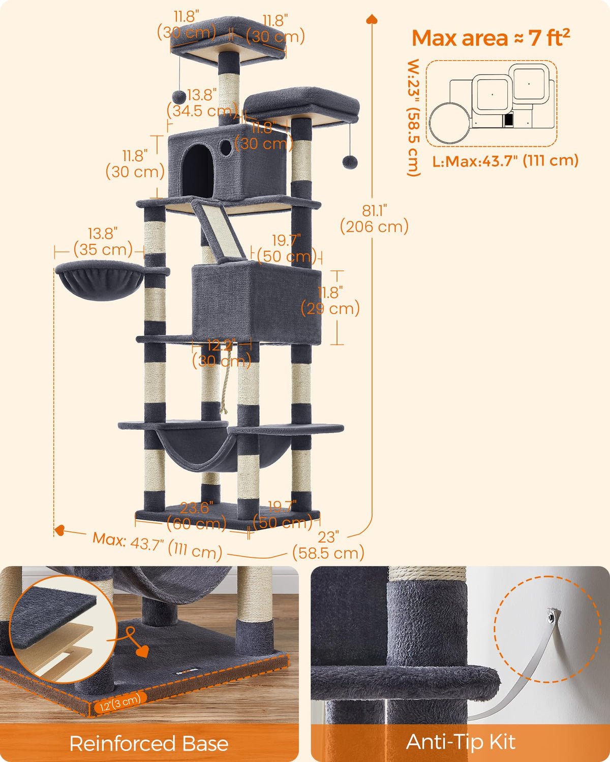 81.1-Inch Multi-Level Cat Tree G3868