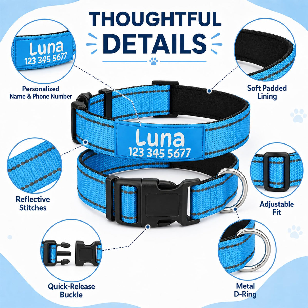Adjustable Reflective Custom Dog Collar Y553954