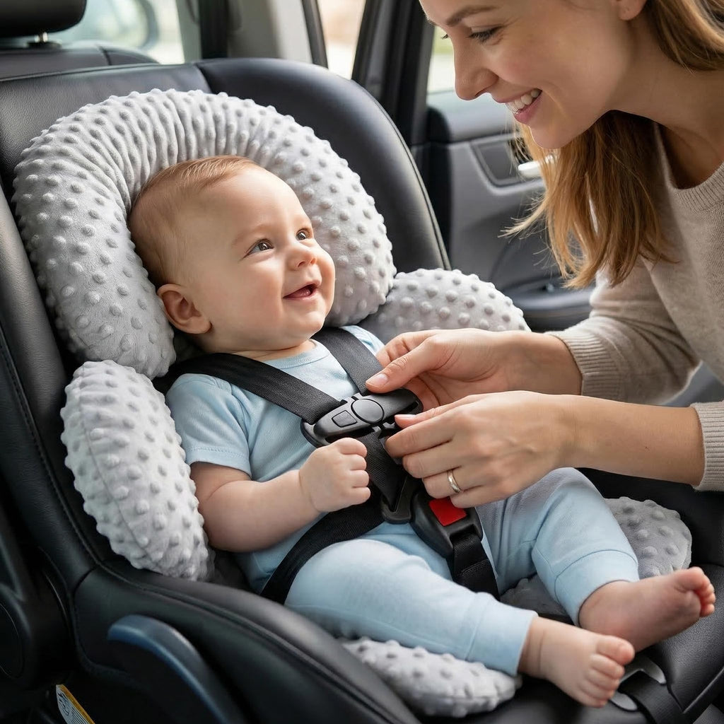 Infant Car Seat Head Neck Body Support, Ultra-Soft Minky Microfiber, 2-in-1 Reversible, Gray C2993