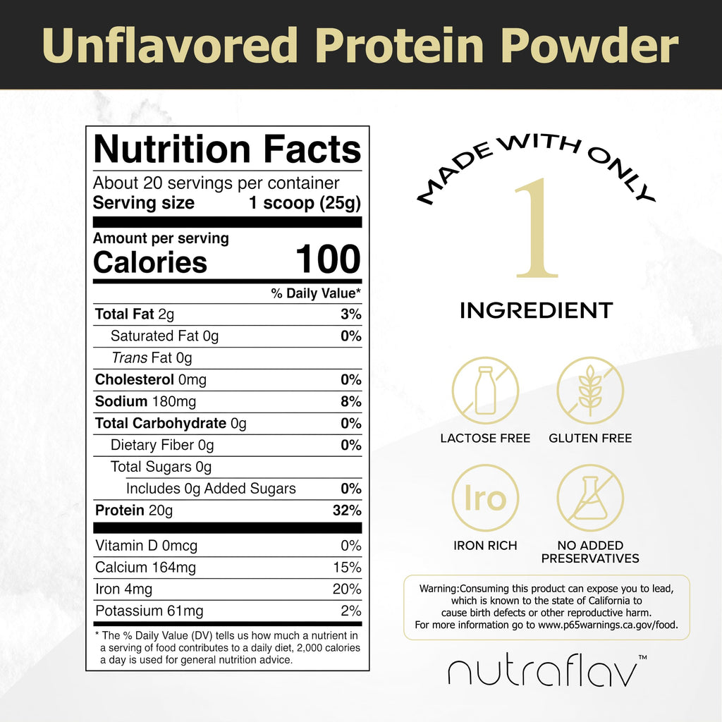Unflavored Vegan Pea Protein Powder, 20 Servings N5329