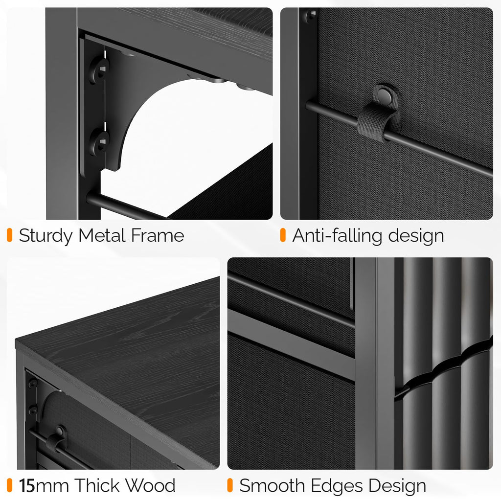 Black 3 Drawer Rolling File Cabinet with Wheels J73752