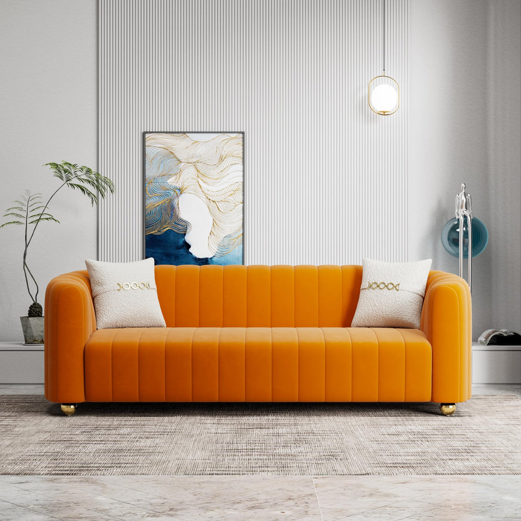 Orange Velvet 2-Piece Sofa K186788