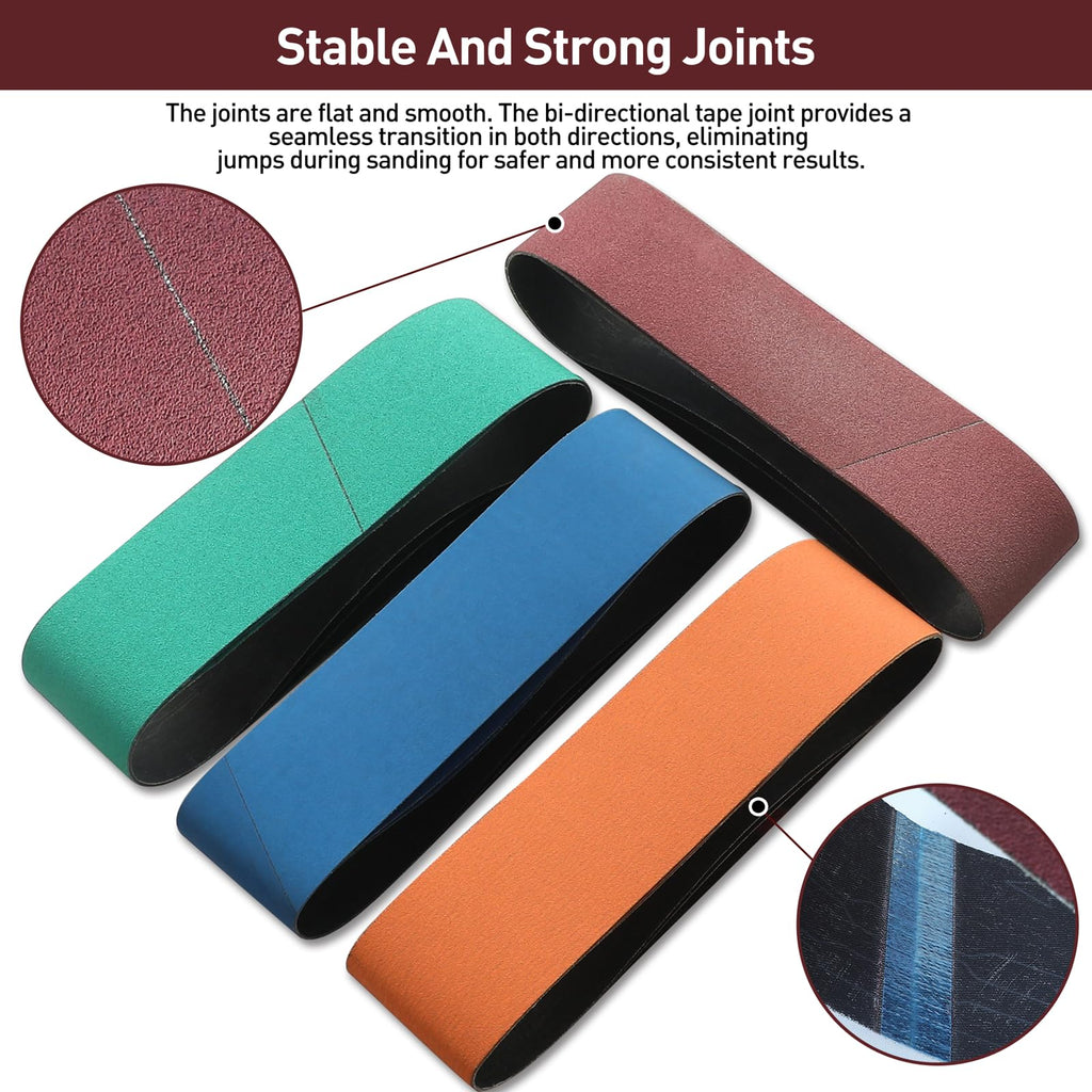 4" x 36" Assorted Grits 12 Pcs Aluminum Oxide Sanding Belts K479167