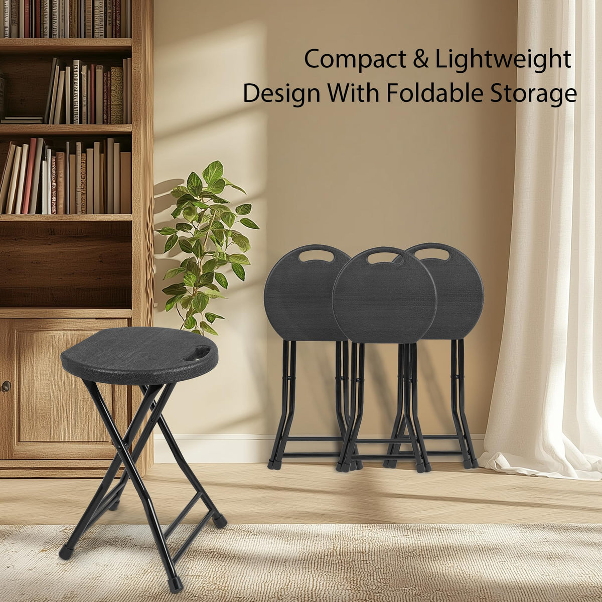Folding Stool with Handle and Non-Slip Feet N54290