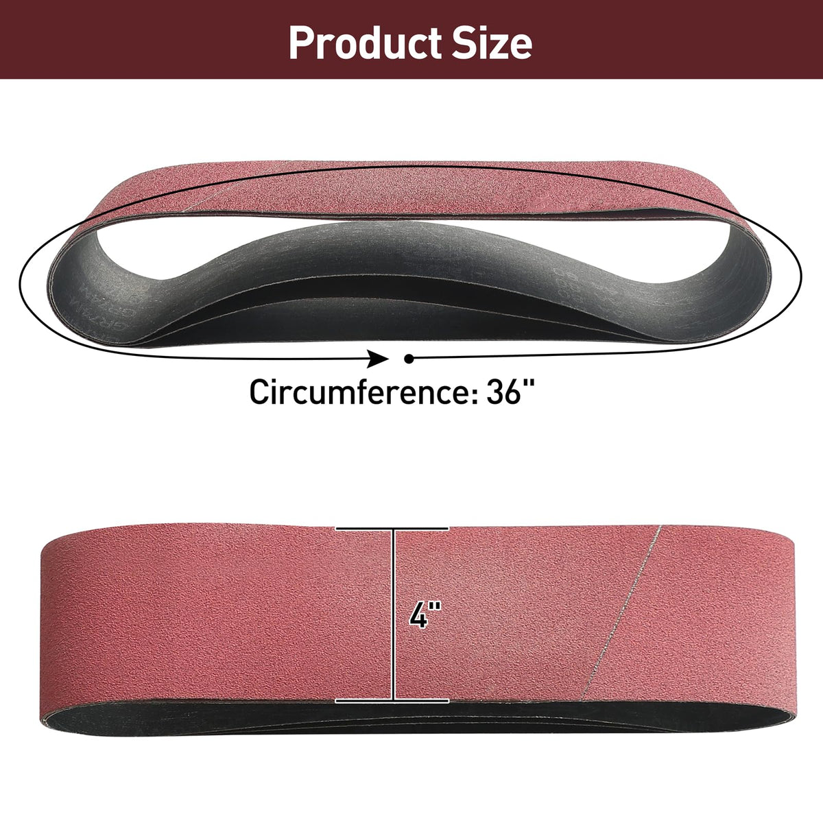 4" x 36" Assorted Grits 12 Pcs Aluminum Oxide Sanding Belts K479167