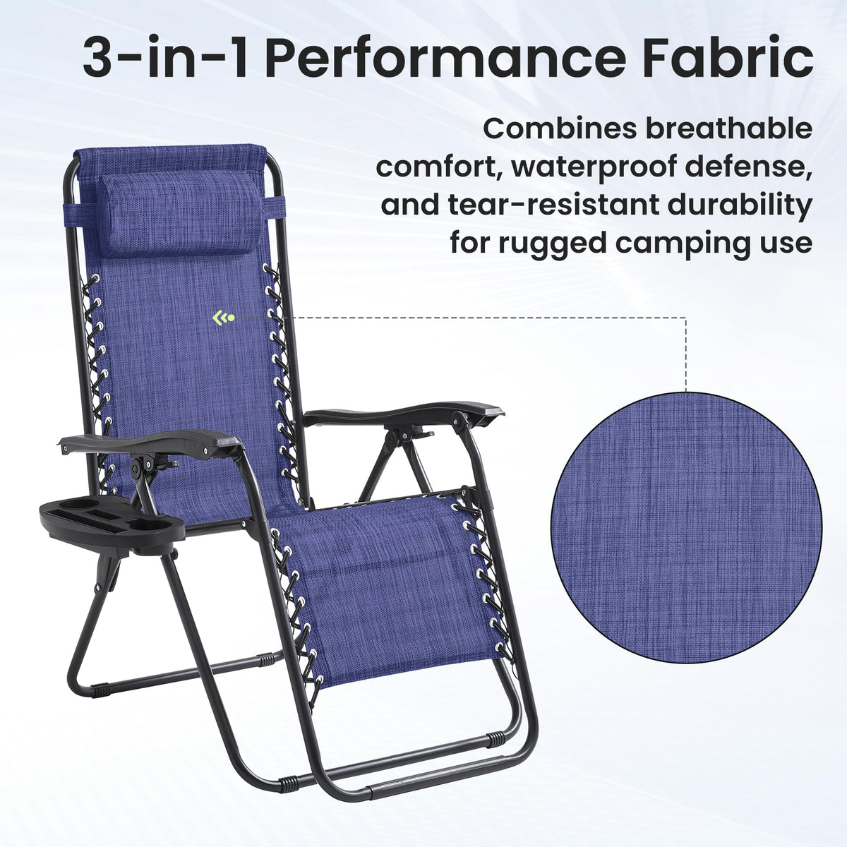 Oversized Padded Zero Gravity Chair Set of 2 with Pillow & Cup Holder B814513