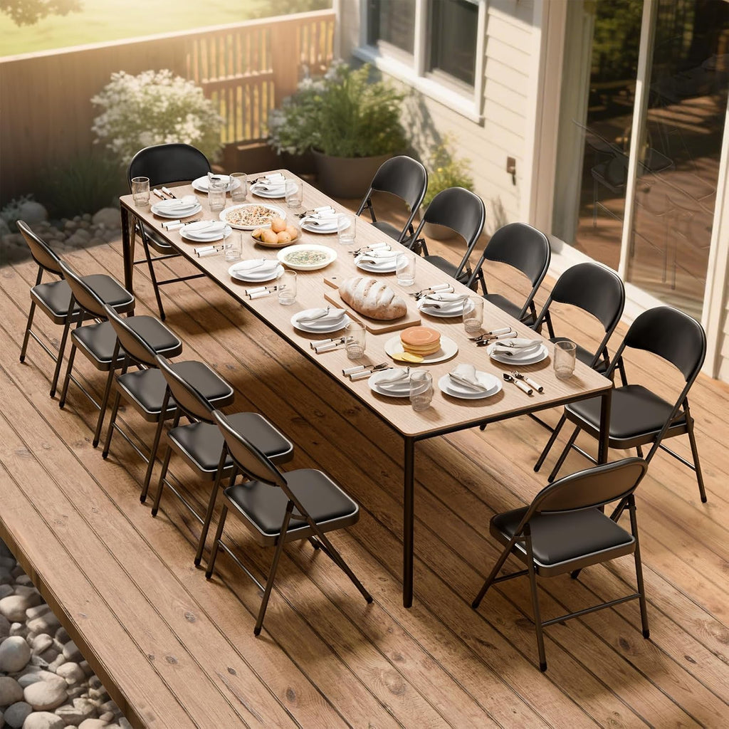 Black Folding Chairs with Padded Cushion, 10 Pack M583575