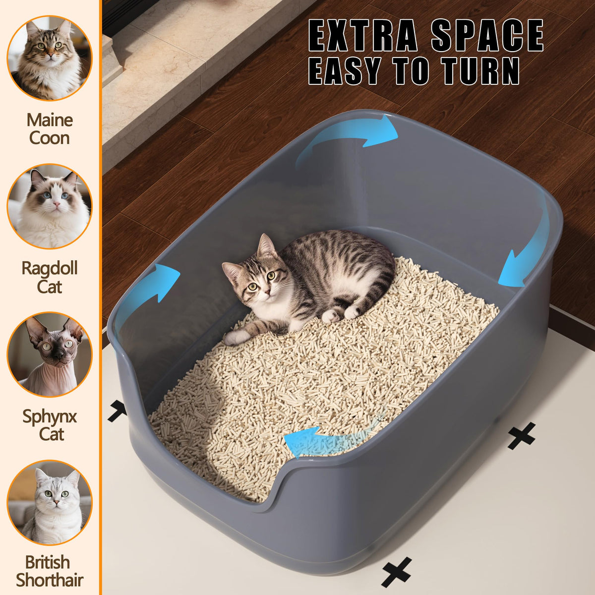 Large High Sided Anti-Splashing Cat Litter Box B547928