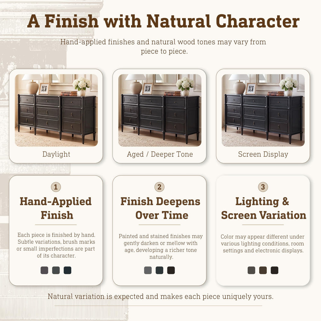 63" 9-Drawer Wood Dresser with Power Outlet, Black D651873