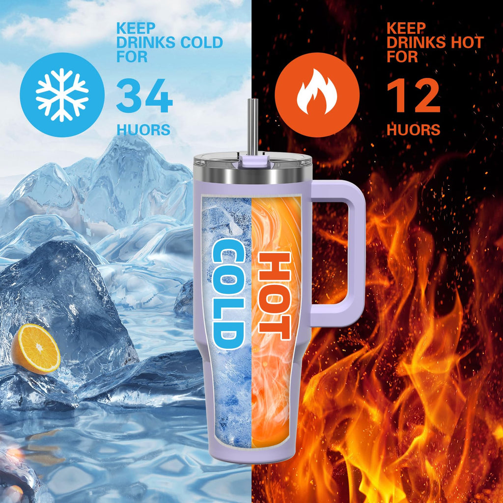20 oz Insulated Stainless Steel Tumbler with Handle, Lid and Straw P7680