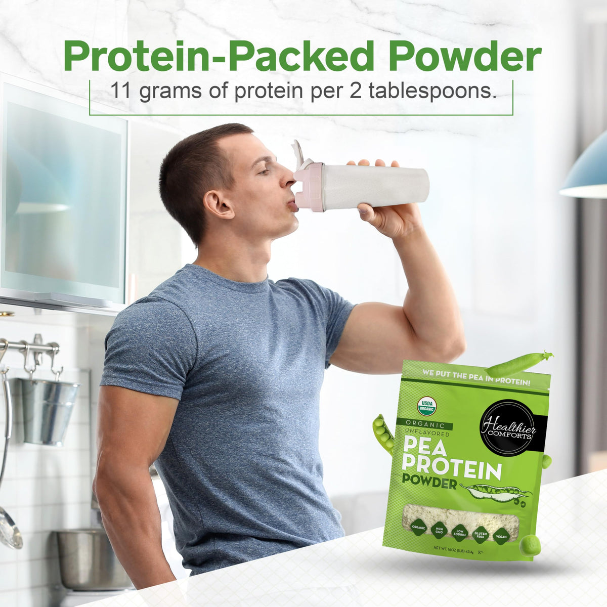 Organic Unflavored Pea Protein Powder 1 lb H356