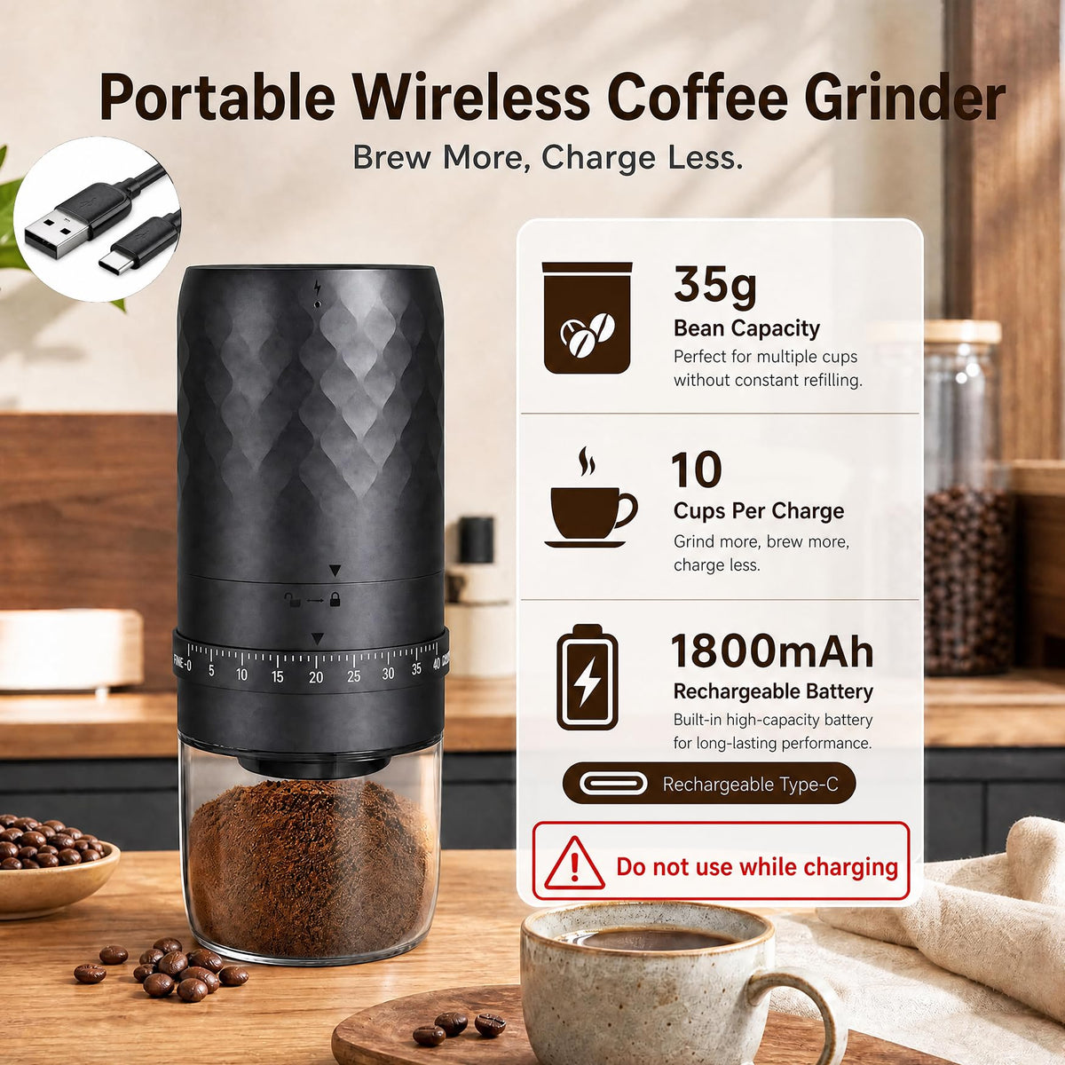 Cordless Burr Coffee Grinder A66495