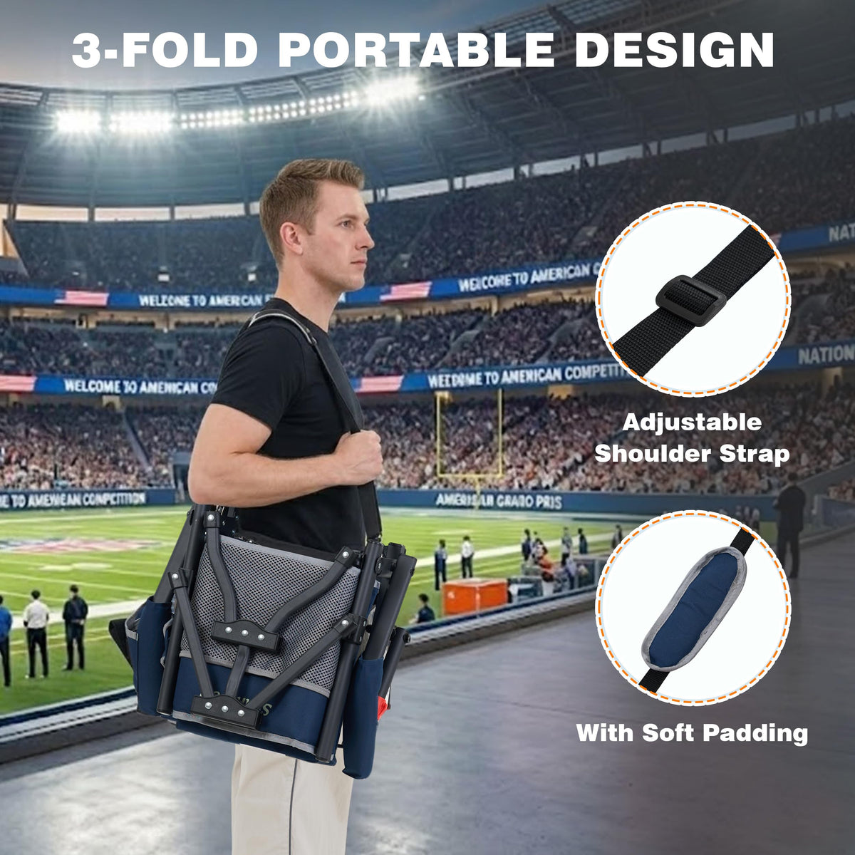 Folding Stadium Seats with Back Support and Cushion R702646