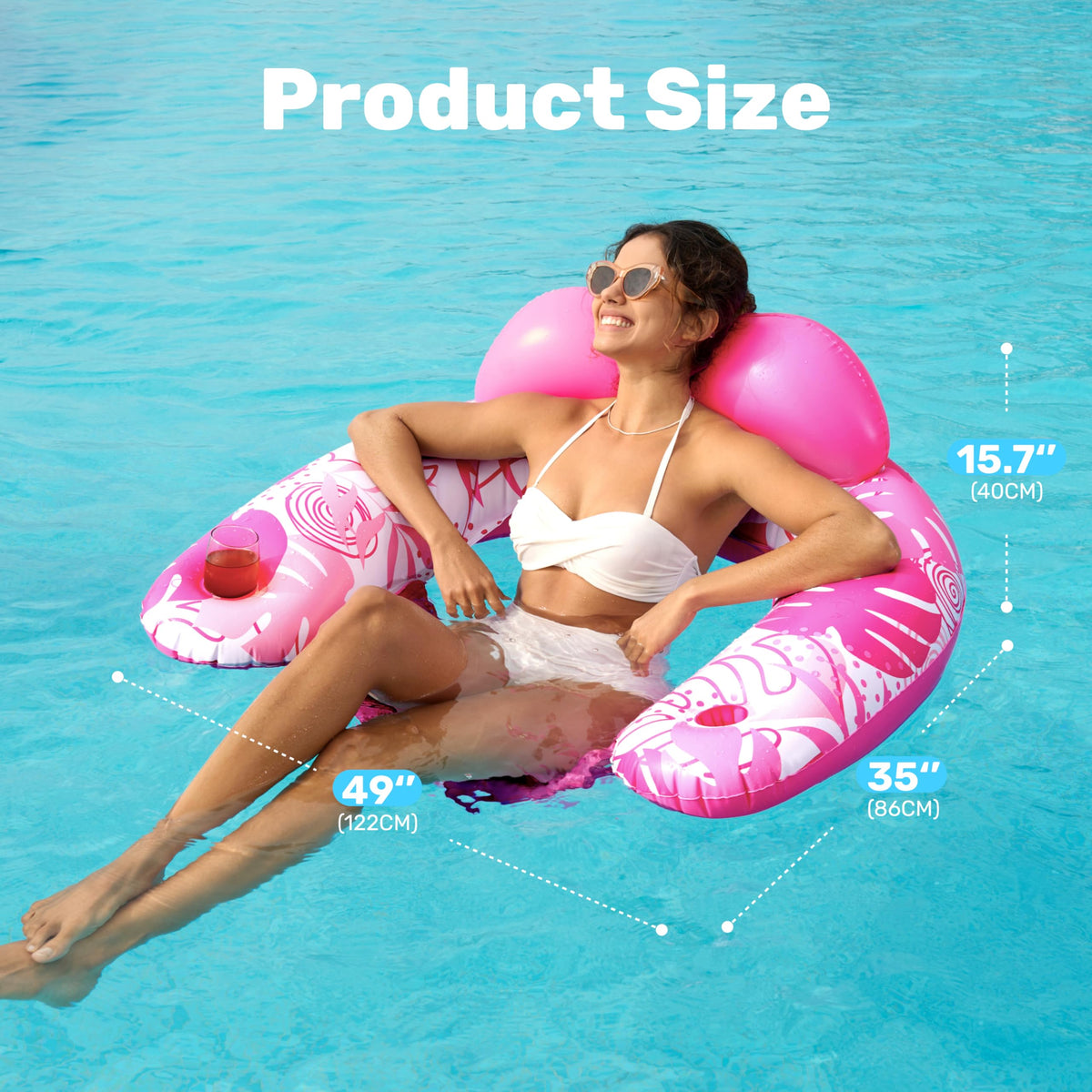 Inflatable Pool Chairs with Cup Holders, 4 Pack L29904