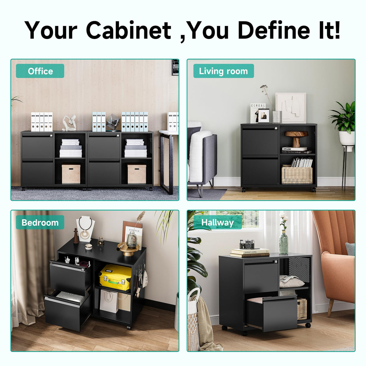 2 Drawer Metal File Cabinet with Lock and Shelf E10948