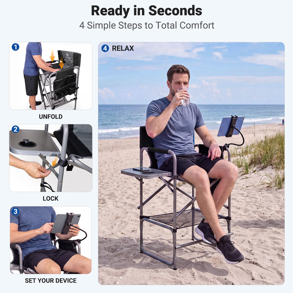 Foldable Directors Chair with Tablet Holder S153934