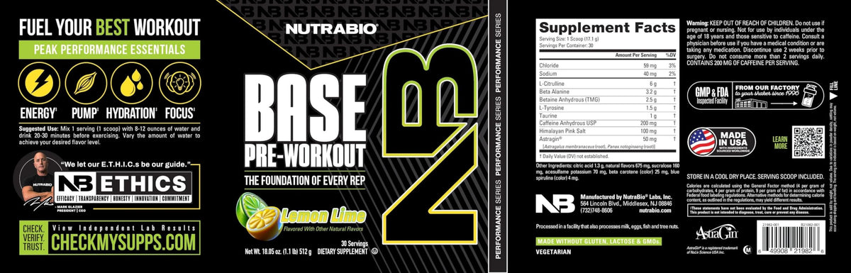 Sugar Free Pre-Workout Powder 30 Servings Lemon Lime X3635