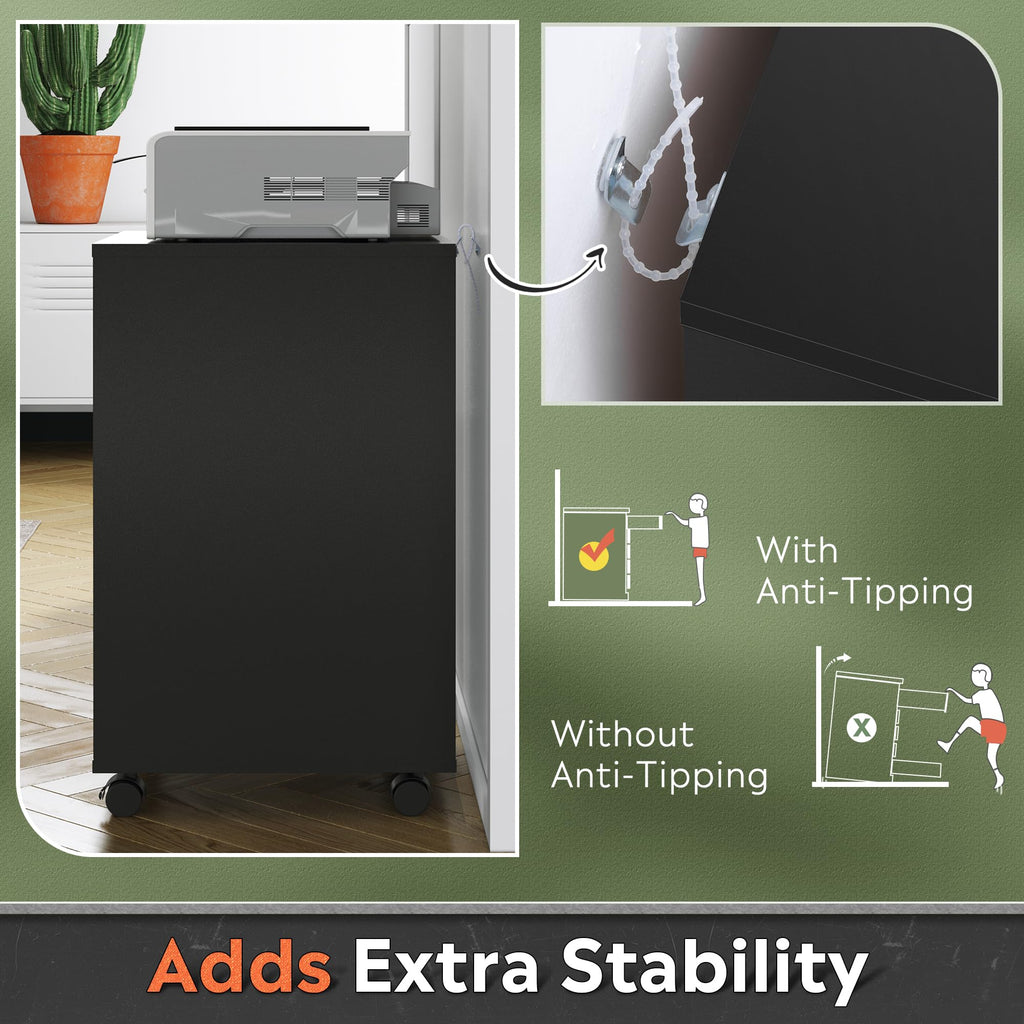 5 Drawer Black Filing Cabinet W5515