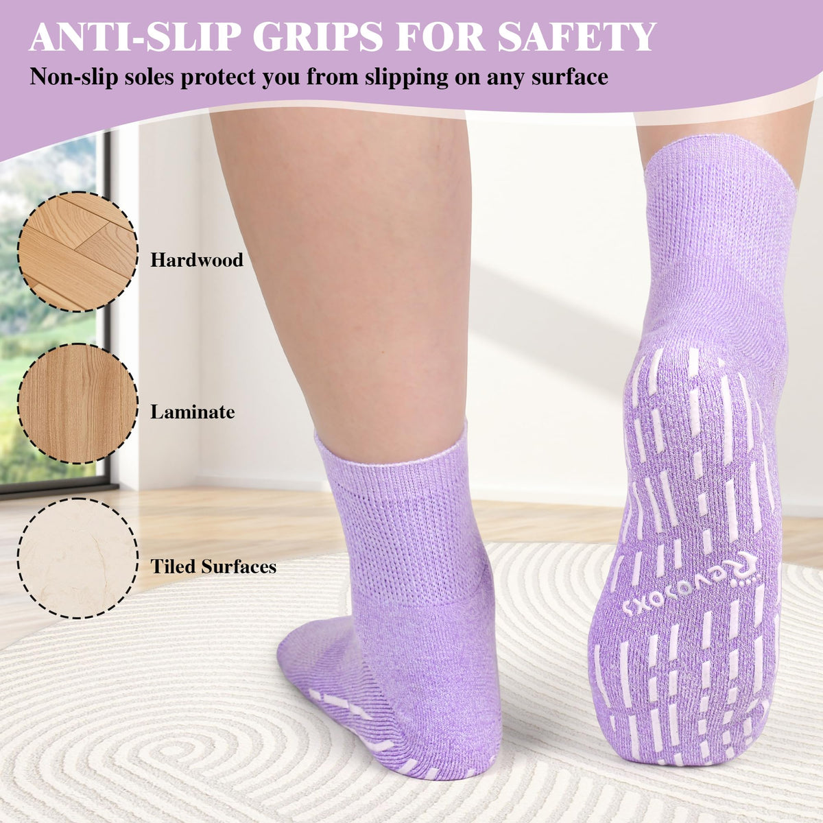 Non Slip Seamless Diabetic Ankle Socks 5 Pairs F8058