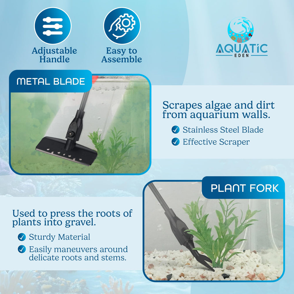 7 in 1 Aquarium Cleaning Kit with Algae Scraper, Fish Net, Gravel Rake & Brush X328296