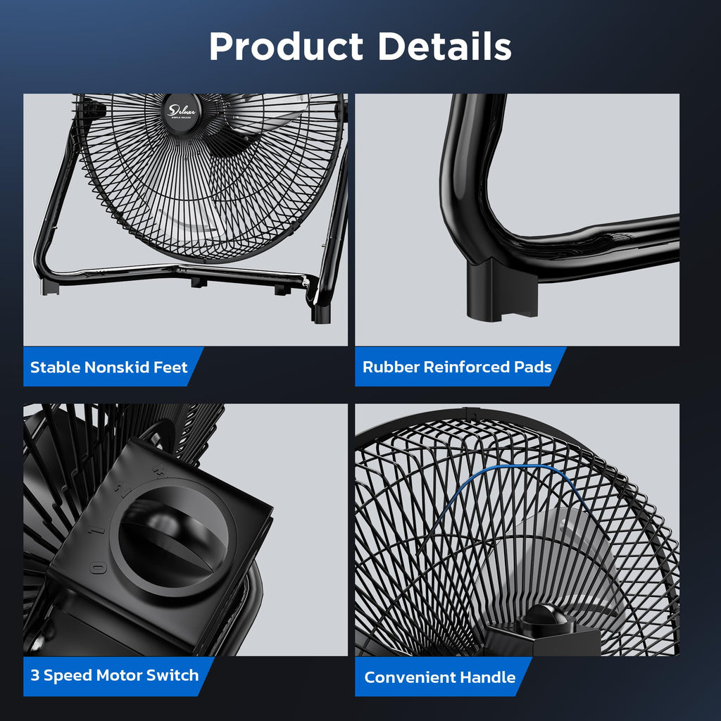 20 Inch 3-Speed Metal Industrial Floor Fans 2-Pack R9017