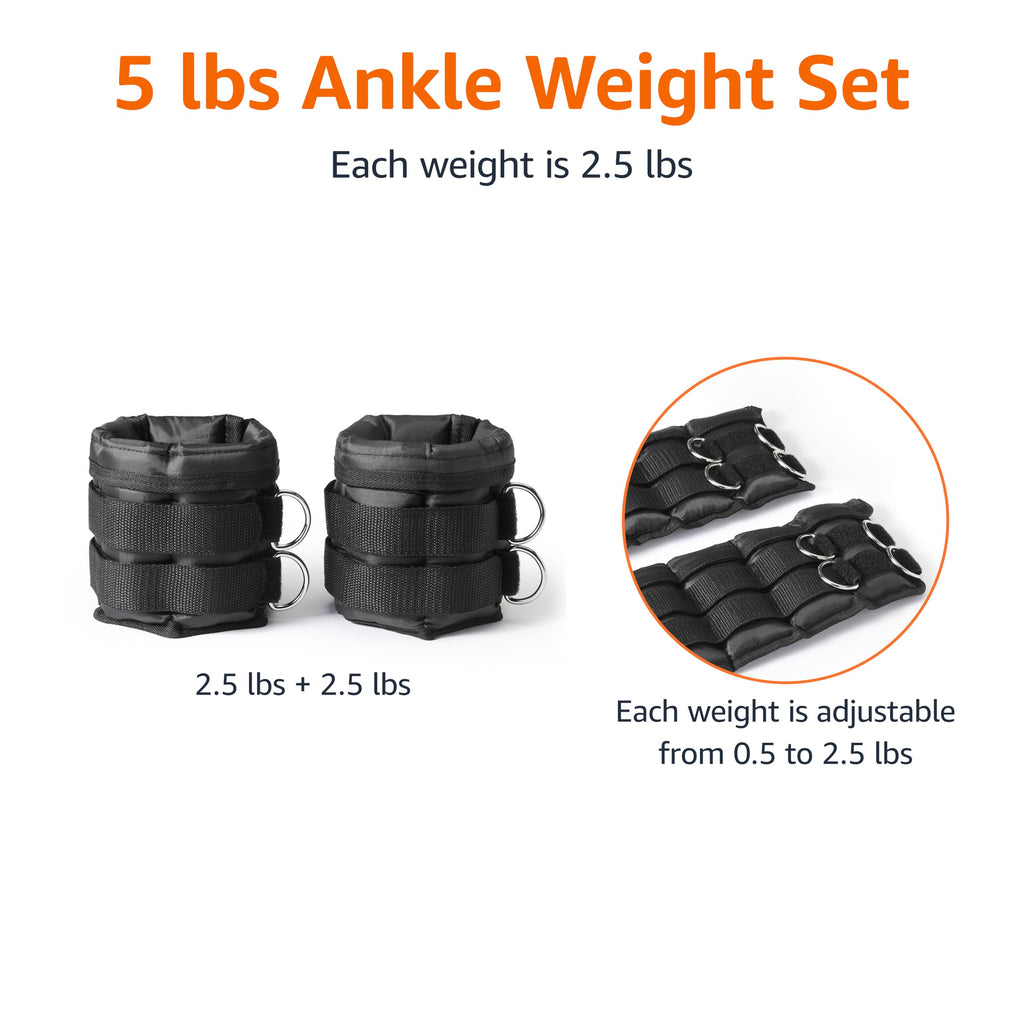 Adjustable Ankle Weights, Black J324