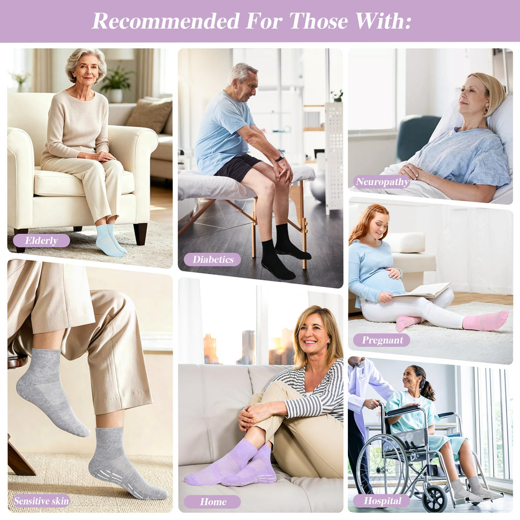 Non Slip Seamless Diabetic Ankle Socks 5 Pairs F8058