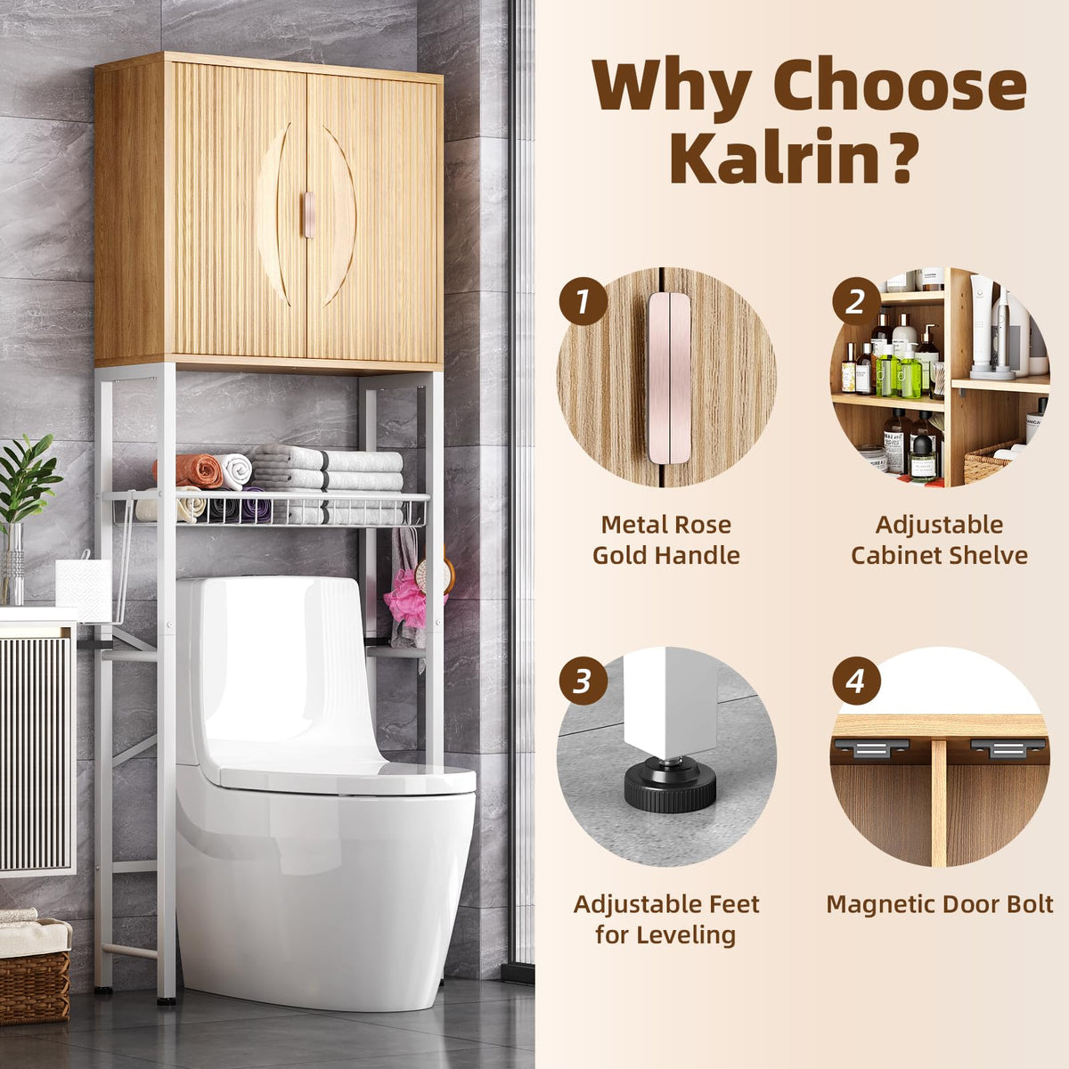 Over The Toilet Storage Cabinet with Adjustable Shelf Y84123