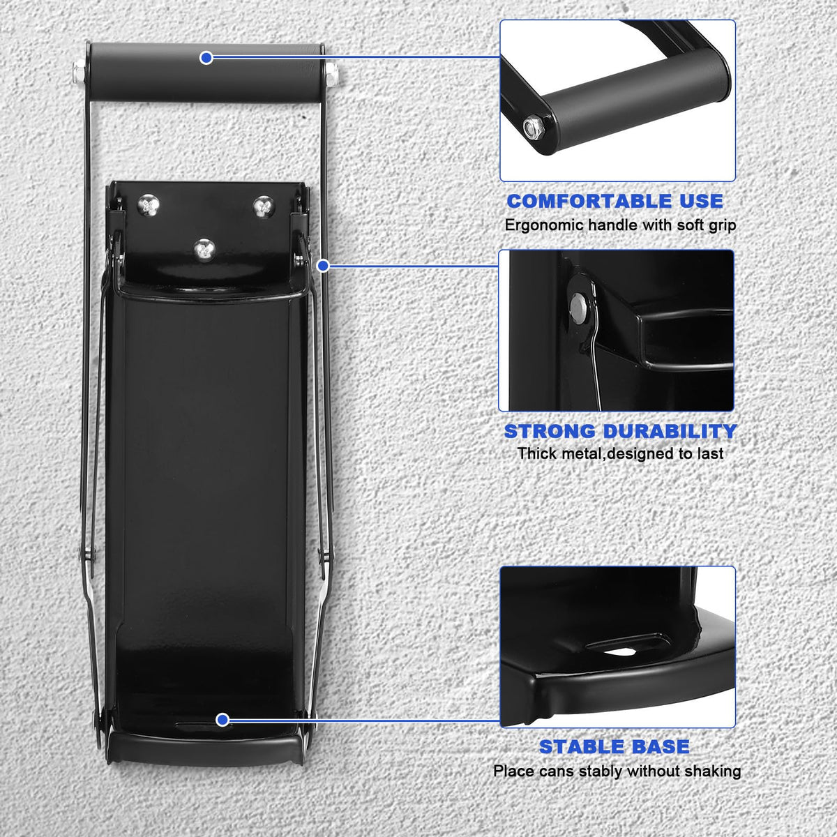 Heavy Duty Wall Mounted Stainless Steel Can Crusher with Built-in Bottle Opener J619855