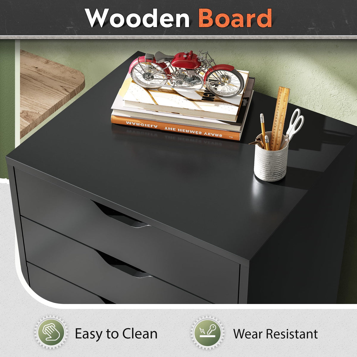 5 Drawer Black Filing Cabinet W5515