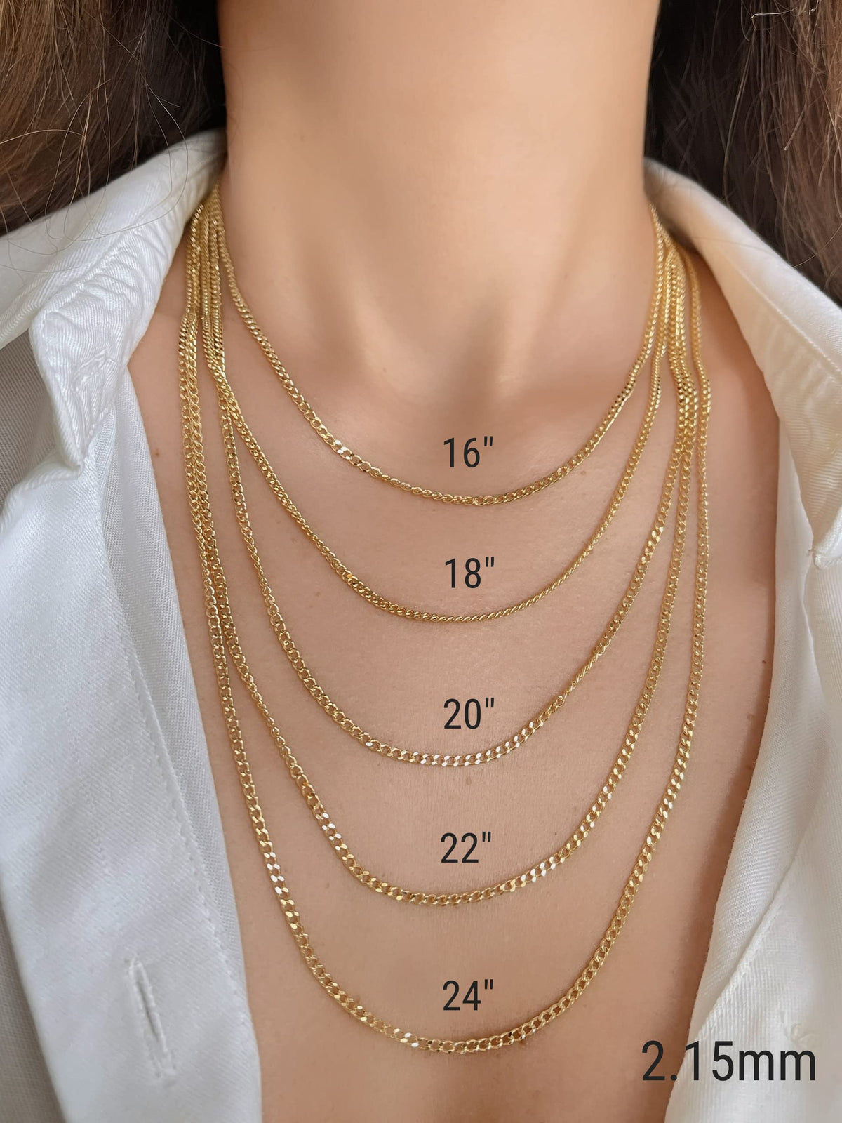 14K Gold Cuban Link Chain Necklace with Lobster Clasp F70304