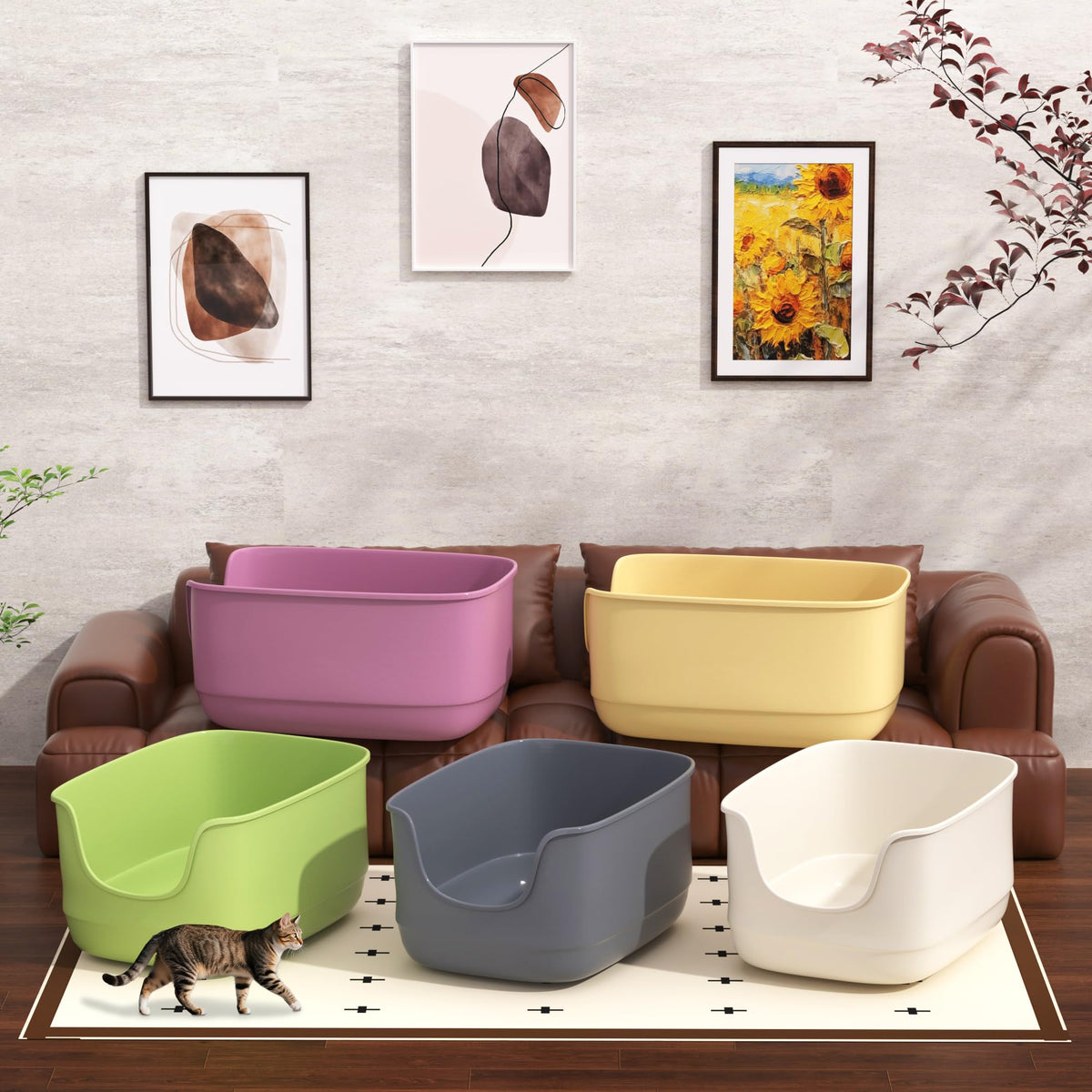 Large High Sided Anti-Splashing Cat Litter Box B547928