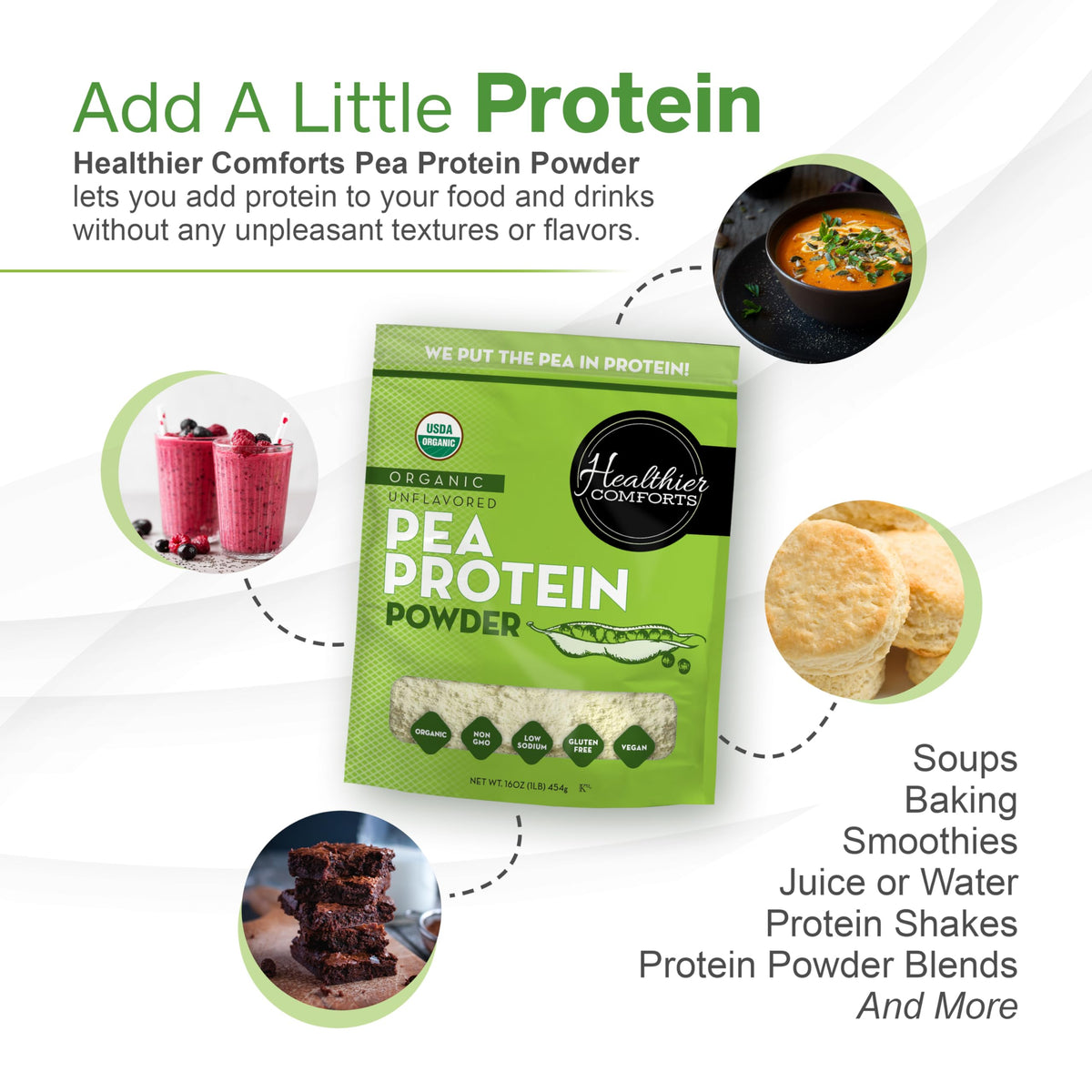 Organic Unflavored Pea Protein Powder 1 lb H356