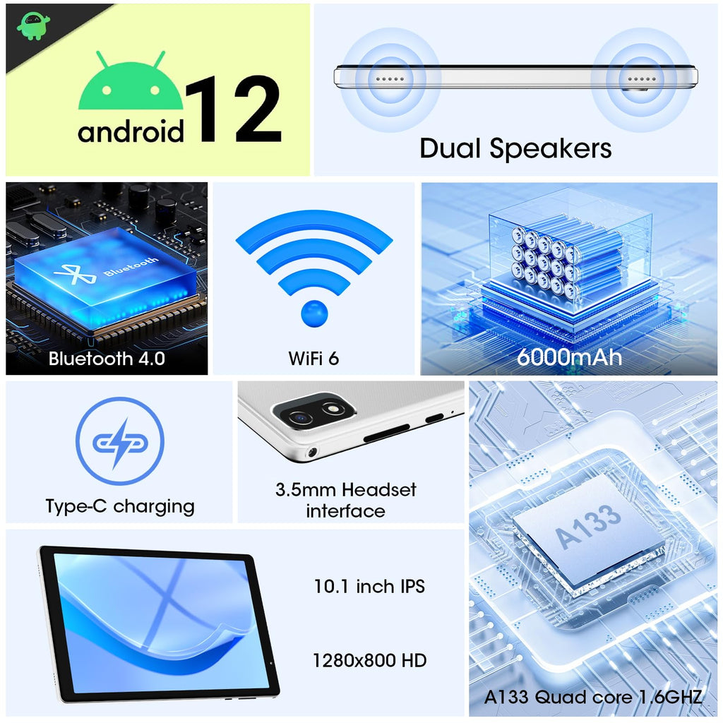 10 Inch Android Tablet 2GB RAM 32GB Storage Silver S2317
